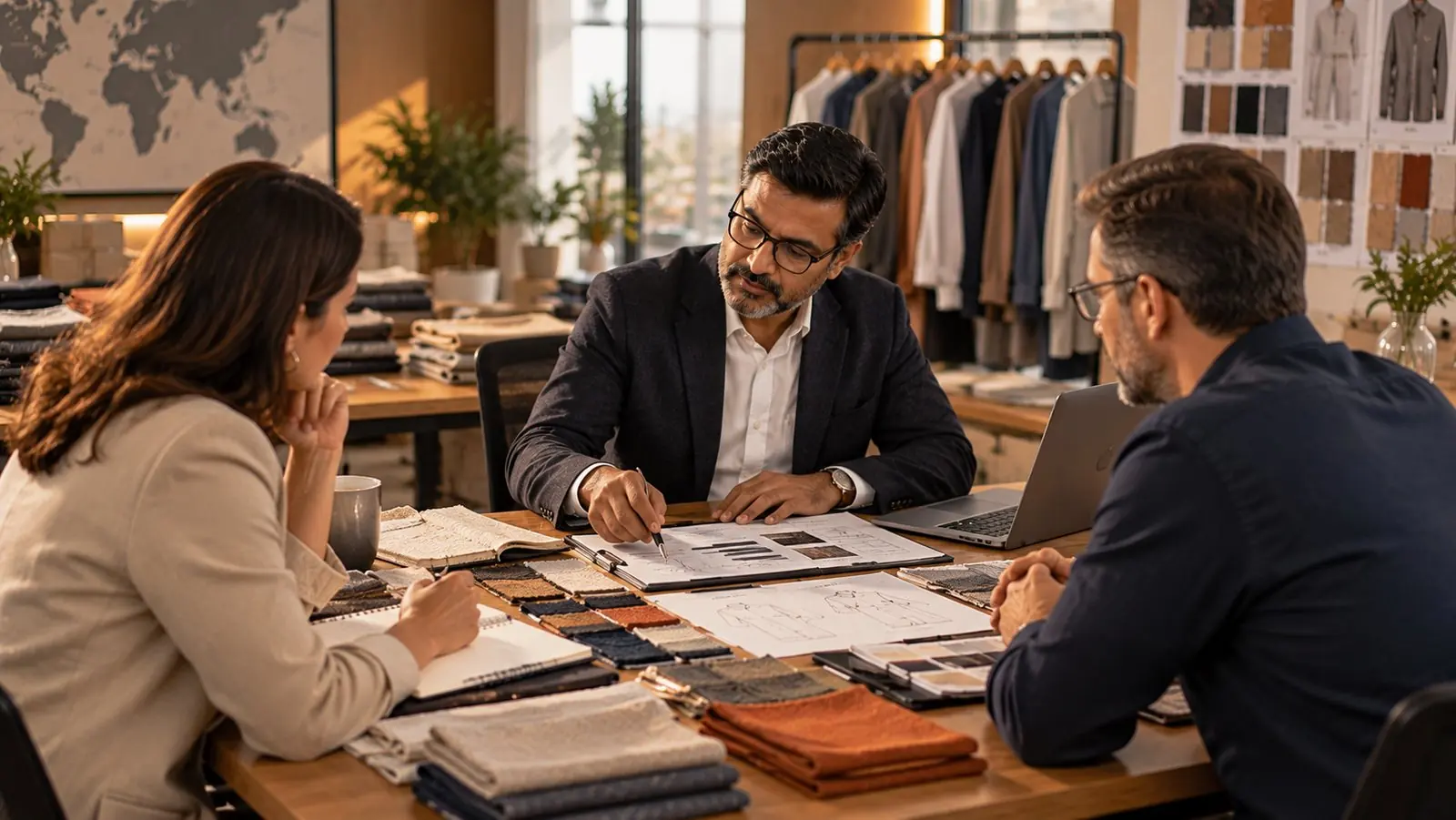 Working through a supply chain plan at the table